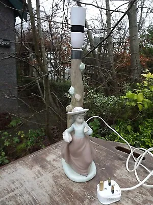 Buy Nao By Lladro Large Table Lamp Girl With Basket Of Flowers Fully Working • 75£