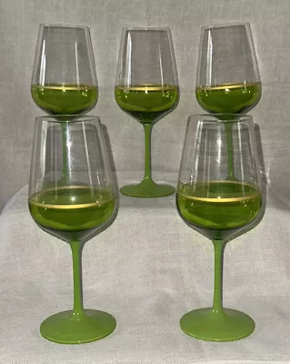 Buy Crystallite Bohemia - Amundsen Green  Tall Large Wine Glasses 9”Tall • 66.30£