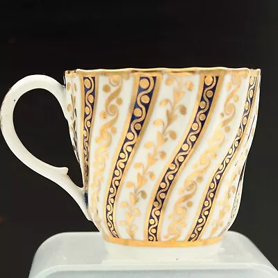 Buy Early Worcester Coffee Cup Fluted With Blue And Gilt Decorations Crescent Mark • 75£