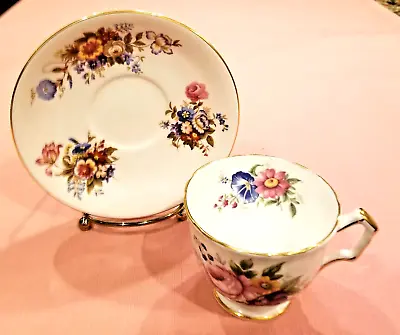 Buy Aynsley Fine Bone China Floral & Gold Trim Tea Cup And Saucer Made In England • 16.18£