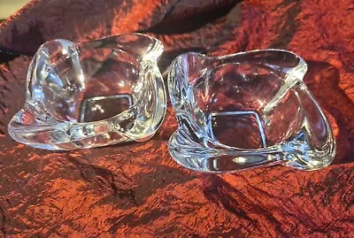 Buy Pair Quality Beautiful  Vintage  Clear Glass Candle Tealight  Holders 8 X 8cm  • 12£