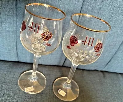 Buy Crystal Glass Vintage Bohemia Czech Wine Glass  Happy Anniversary  40th • 17£