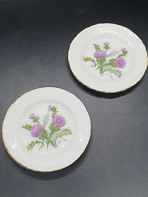 Buy 2x Vintage Royal Vale Made In England Purple Thistle Trinket / Pin Dishes • 6£