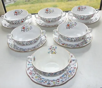 Buy Copeland Spode Shanghai Pattern 6 X Soup Bowls & Stands C1950s Hand Finished • 90£