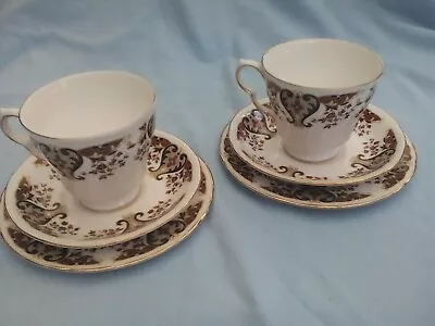 Buy Colclough Cup, Saucer And Side Plate Trio X 2, Bone China, 1960s, Royale Pattern • 12£