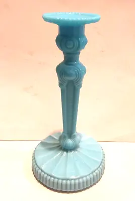 Buy Vintage Opaque Blue Glass Candlestick • 5.99£