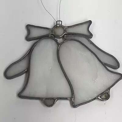 Buy Vintage Leaded Stained Glass White Bells Window Suncatcher Ornament Christmas • 10.47£