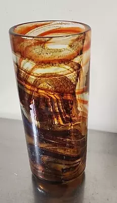 Buy Mdina Art Glass Amber Vase Era  70s • 30£
