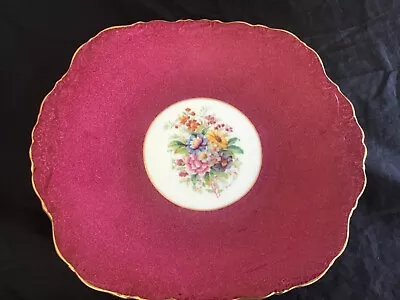 Buy Vintage Coalport Dark Pink Floral Insert Cake Plate. Good Condition • 3.99£