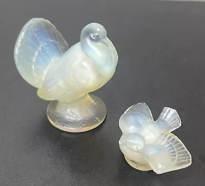 Buy 2 Vintage Sabino French Opalescent Glass Dove Birds, Figurines • 37.59£