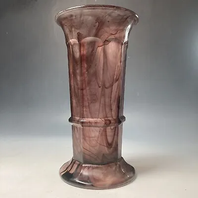 Buy Antique Art Deco Davidson Purple Amethyst Cloud Glass Swirl Column Vase • 29.95£