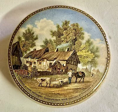 Buy 1870’s Coloured POT LID - Pratt Prattware - Shakespeare’s Wife’s Cottage (J687) • 30£