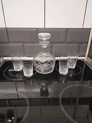 Buy Antique Cut Glass Mallet Shaped Decanter With 4 Matching Tumblers.  • 39£