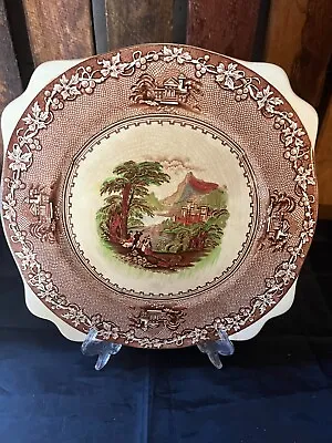 Buy Antique-Royal Staffordshire Pottery Jenny Lind 1795. Brown & Colour Cake Plate • 22.49£