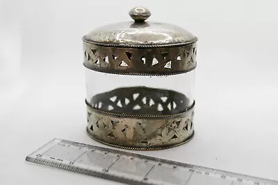 Buy Indian / Asian Handmade Glass & White Metal Pot With Lid • 8£