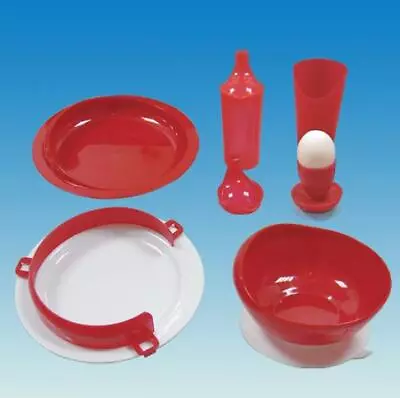 Buy Standard Tableware Set Plate Guard Bowl Egg Cup Nose Cut Out Cup Alzheimer's Red • 34.96£