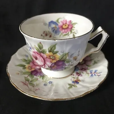 Buy Aynsley Fine Bone China Floral & Gold Trim Tea Cup And Saucer Made In England • 30£