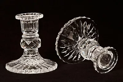 Buy VINTAGE CLEAR GLASS Candlesticks, 25mm Candle Hole, Celebration Table, Weddings • 13£
