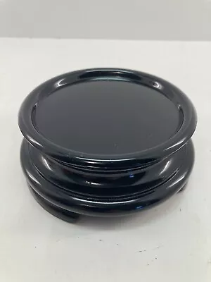 Buy Black Onyx Glass Plinth Vintage 3 Toed Vase Plateau Bowl Stand • 24.01£