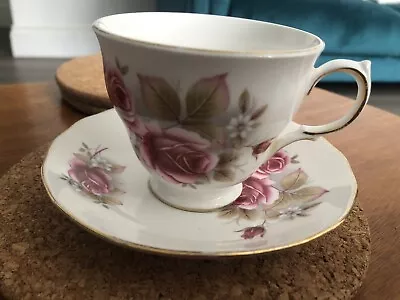 Buy Queen Anne Bone China Cup And Saucer, Pattern 8619, Pink Rose • 5£