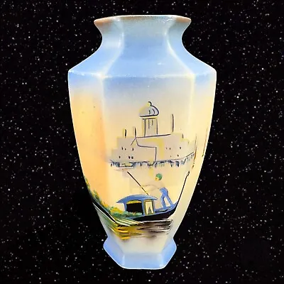 Buy BRENTLEIGH WARE Ceramic Vase England 1930's Marked Man W Boat Scene Ceramic • 28.45£