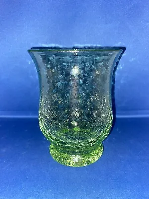 Buy STUNNING VINTAGE GREEN CRACKLE GLASS VASE HANDMADE SMOOTH PONTIL 14.5cm HIGH • 14.99£