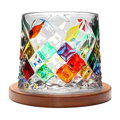 Buy Crystal Whiskey Glasses 275ml Rum Glass Cup Tilted Bar Rotatable Rocking Tumbler • 8.99£