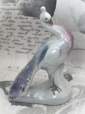 Buy Vintage Porcelain Lustre Peacock Figurine 11cm #10087 GERMANY • 10£