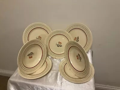 Buy Grays Pottery,  1936?,  2 Large Plates, 1 Medium 4 Bowls, Banded Floral Motif • 55£