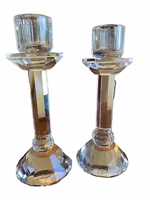 Buy Two CUT GLASS LEAD CRYSTALS CANDLE HOLDERS  • 7£