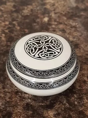 Buy Beautiful Celtic Knotwork Porcelain Lidded Jar Trinket Box 3.25  • 8£
