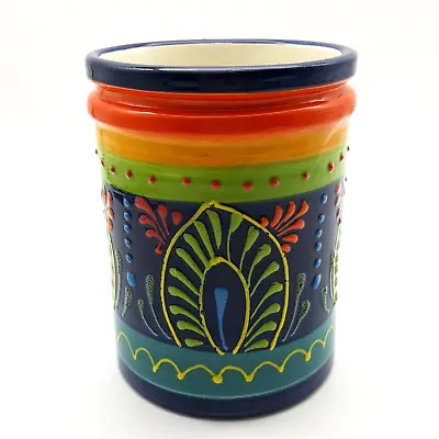 Buy Spain Art Pottery Planter Utensil Holder Blue Green Red Del Rio Salado 5.75  T • 21.77£