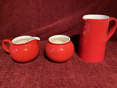 Buy ARTHUR WOOD Red Cream Jug, Red Sugar Bowl. And Extra Red Tall Jug • 4£