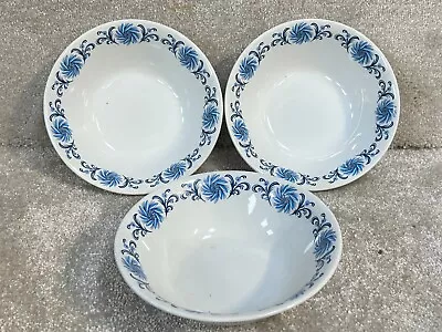 Buy Vintage Ironstone Bowls Alfred Meakin Blue Rim Pattern • 22.99£
