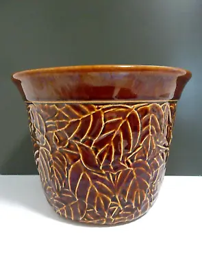 Buy Poole Pottery England Original Vintage Plant Pot Planter Brown Leaf Design Rare • 49.99£