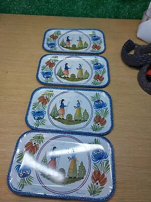 Buy French HB Henriot Massily FRANCE Faienceries De Quimper Tin Tray, X 4  • 17.50£