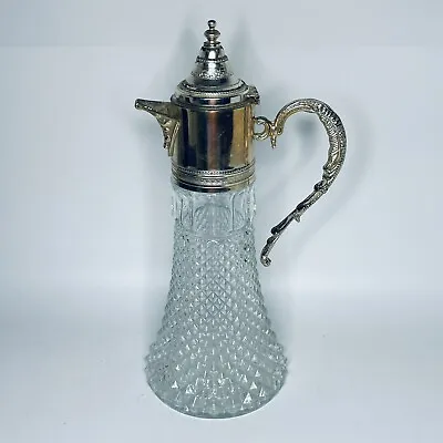 Buy Vintage Italian Style Silver Plated Glass Crystal Wine Decanter 30 Cm X 12.5 Cm • 20£