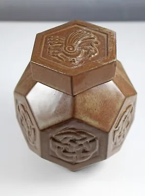 Buy Tyn Llan Welsh Studio Pottery Celtic Knot Hexagon Jar / Pot With Lid • 19.95£