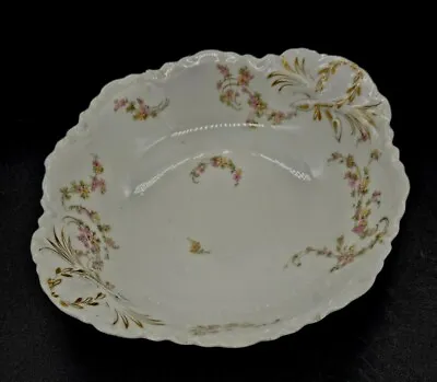 Buy Antique Haviland Limoges Pink & Yellow Flowers Scalloped Oval Vegetable Bowl • 36.05£