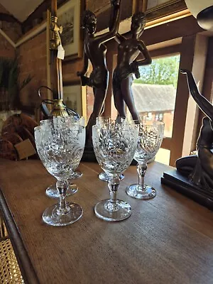 Buy 6 X Royal Brierley  Honeysuckle Wine Glasses  Good Condition  • 50£