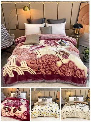 Buy 2 Ply Heavy Weight Blanket Reversible Bed Throw Soft Warm Bedspread King Size • 32.99£