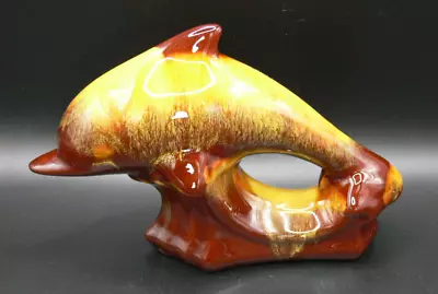 Buy Blue Mountain Pottery Leaping Dolphin 12cm Harvest Gold Drip Glaze. • 17£