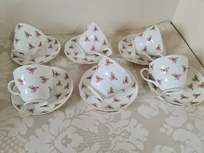 Buy Vintage Duchess Pottery Rosebud Pattern Cups And Saucers (6) • 34£