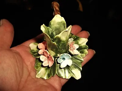 Buy Vintage Capodimonte Mollica China Candlestick Twig Tree Leaves & Daisies • 19.50£