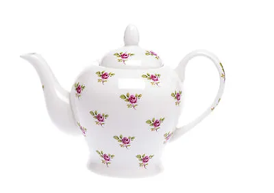 Buy Crown Bone China 16 Fl OZ/ 2 CUP Teapot  DOT ROSE Pink Flower Kirsty Jayne China • 14.99£