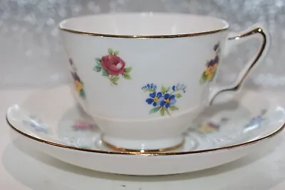 Buy Crown Staffordshire Fine Bone China England Cup & Saucer - Rose Pansy • 14.23£