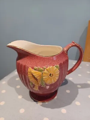 Buy Vintage 1950s Decorative Vase/jug With Embossed Yellow Flowers • 5.50£