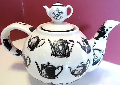 Buy PAUL CARDEW  ANTIQUE PEWTER  PORCELAIN TEA POT W/ 2nd Teapot Lid EUC! • 20.86£