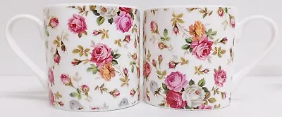 Buy Garden Roses Mugs Set Of 2 Fine Bone China 15fl Oz Large Balmoral Floral Cups • 17£