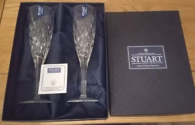 Buy Two Vintage Stuart Crystal Champagne Glasses 21cms Approx Tall • 22£
